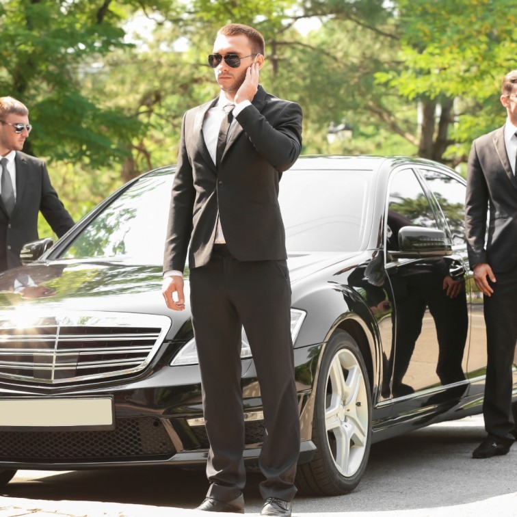 bodyguards near car outdoors